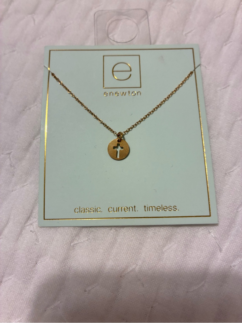 E. Newton Gold Disc Pendant Necklace with Cross Cutout